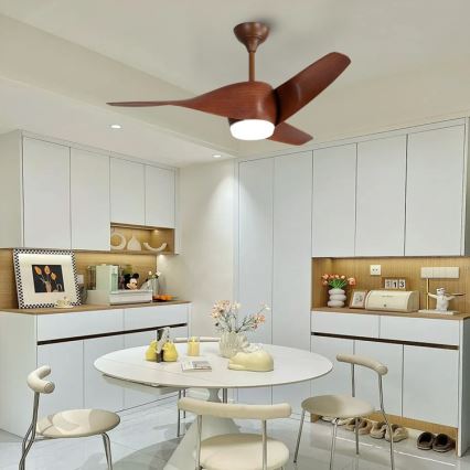 Immax NEO 07286L - Ventilateur de plafond LED WAVE LED/18W/230V Wi-Fi Tuya marron, diam. 132 cm + télécommande