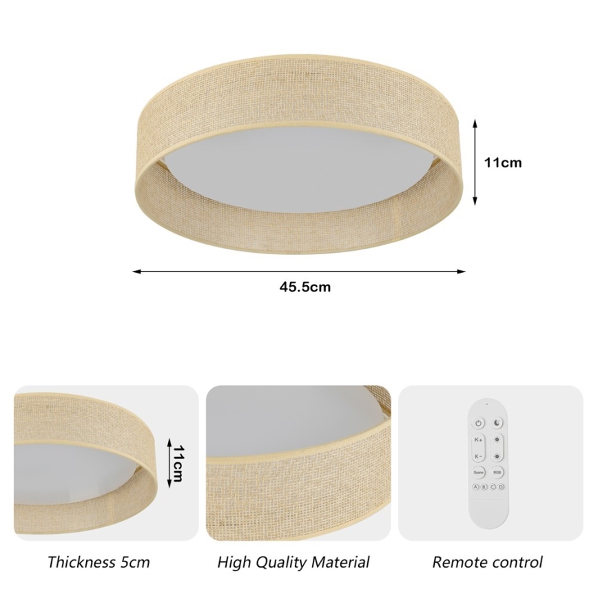 Immax NEO 07289L - LED+CCT Dimbare plafondlamp LONA LED/36W/230V 3000-6000K Wi-Fi Tuya Ø 45,5 cm + afstandsbediening