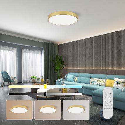 Immax NEO 07293L - Plafonnier LED dimmable NEO LITE SEMPLICI LED/60W/230V 3000–6000K Ø 60 cm Wi‑Fi Tuya doré + télécommande