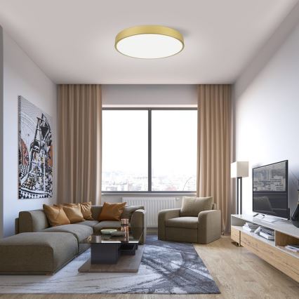 Immax NEO 07293L - Plafonnier LED dimmable NEO LITE SEMPLICI LED/60W/230V 3000–6000K Ø 60 cm Wi‑Fi Tuya doré + télécommande