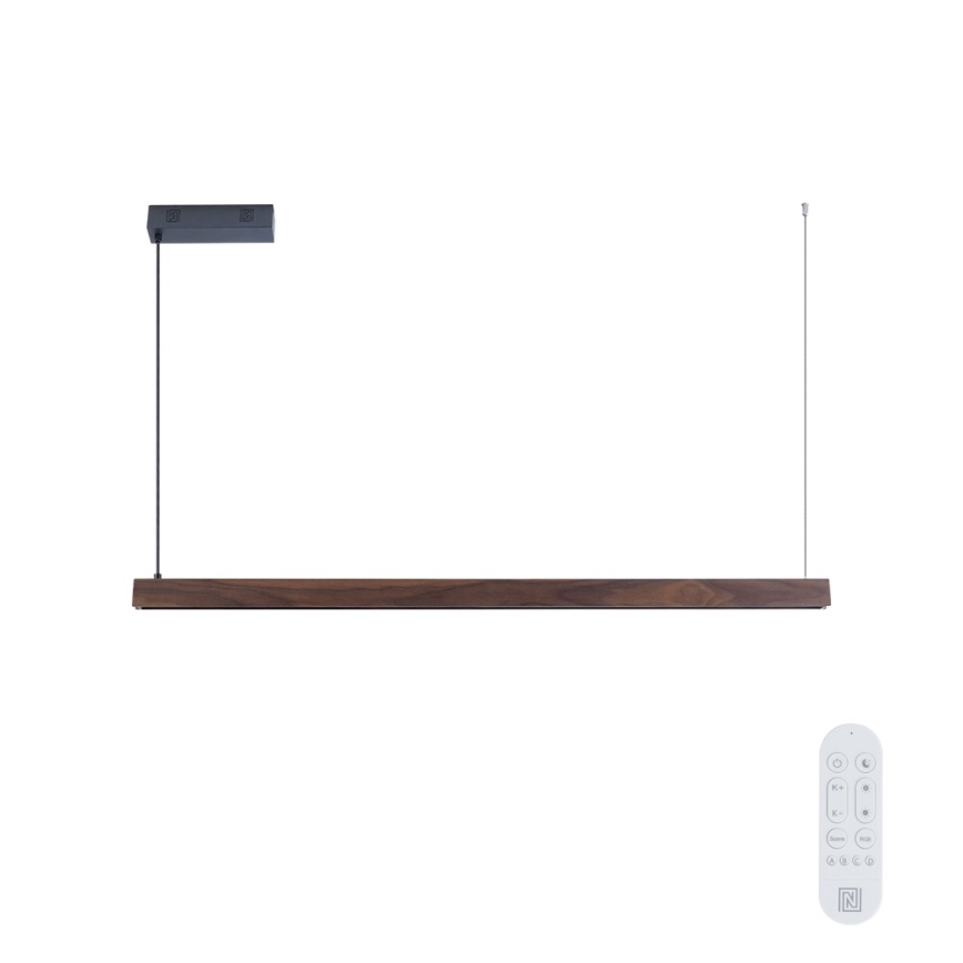 Immax NEO 07300L - dimbare LED-hanglamp aan kabel MADEIRA LED/26W/230V Wi-Fi Tuya 122 cm walnoot + afstandsbediening