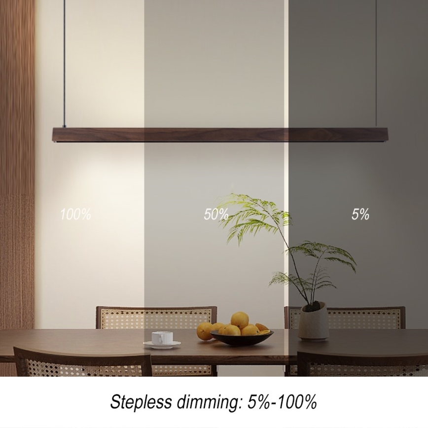 Immax NEO 07300L - Suspension LED dimmable sur câble MADEIRA LED/26W/230V Wi-Fi Tuya 122 cm, finition noyer + télécommande