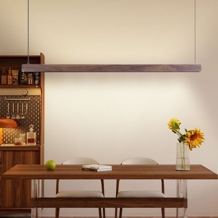 Immax NEO 07300L - Suspension LED dimmable sur câble MADEIRA LED/26W/230V Wi-Fi Tuya 122 cm, finition noyer + télécommande