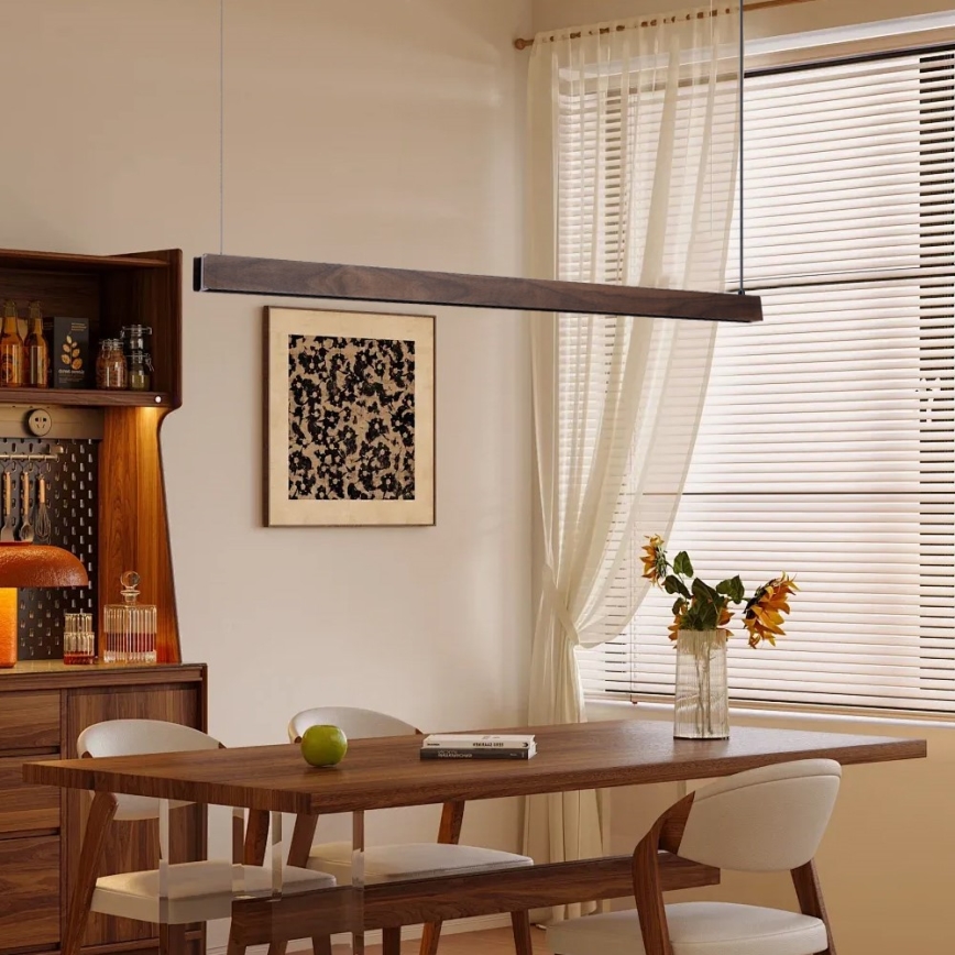 Immax NEO 07300L - Suspension LED dimmable sur câble MADEIRA LED/26W/230V Wi-Fi Tuya 122 cm, finition noyer + télécommande