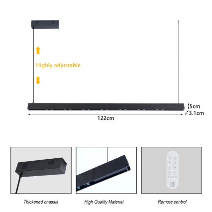 Immax NEO 07300L - Suspension LED dimmable sur câble MADEIRA LED/26W/230V Wi-Fi Tuya 122 cm, finition noyer + télécommande