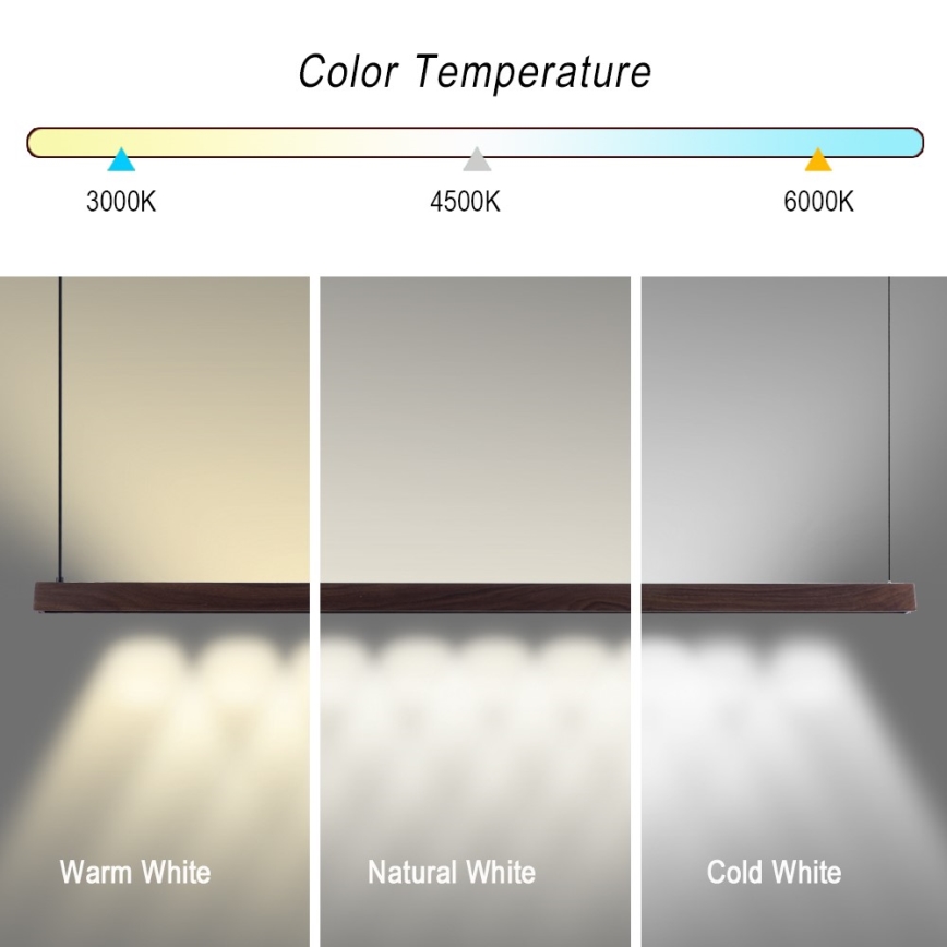 Immax NEO 07301L - LED dimbare hanglamp aan kabel MADEIRA LED/33W/230V Wi-Fi Tuya 152 cm walnoot + afstandsbediening