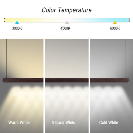 Immax NEO 07302L - Suspension LED dimmable sur câble MADEIRA LED/44W/230V Wi-Fi Tuya 202 cm noyer + télécommande