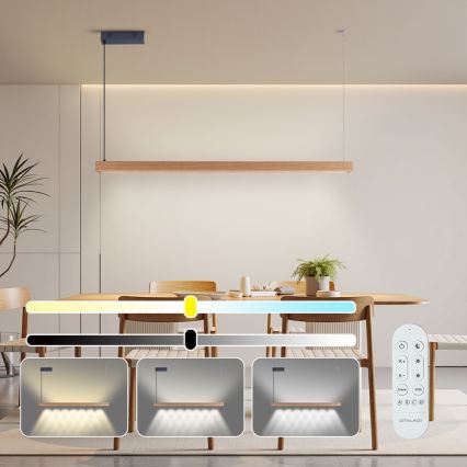 Immax NEO 07303L - Dimbare LED-hanglamp aan kabel MADEIRA LED/26W/230V Wi-Fi Tuya 122 cm eiken + afstandsbediening