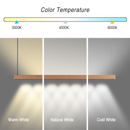 Immax NEO 07303L - Dimbare LED-hanglamp aan kabel MADEIRA LED/26W/230V Wi-Fi Tuya 122 cm eiken + afstandsbediening