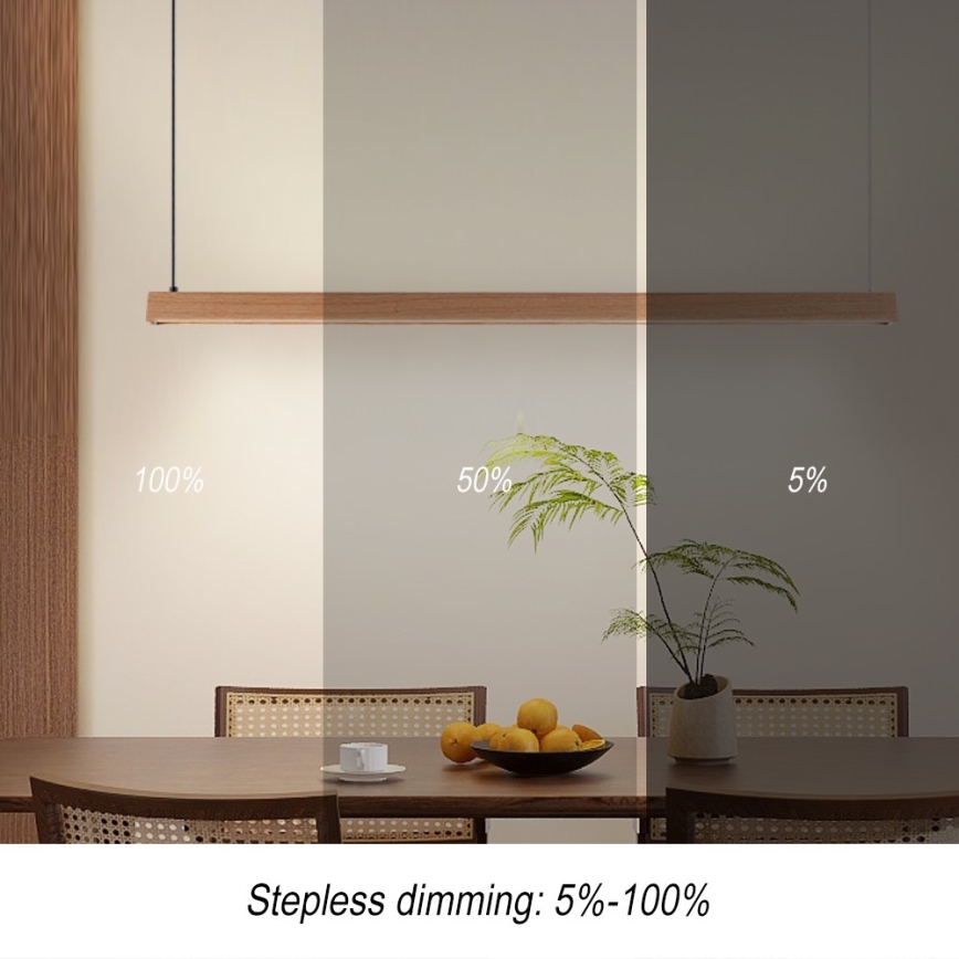 Immax NEO 07303L - Dimbare LED-hanglamp aan kabel MADEIRA LED/26W/230V Wi-Fi Tuya 122 cm eiken + afstandsbediening