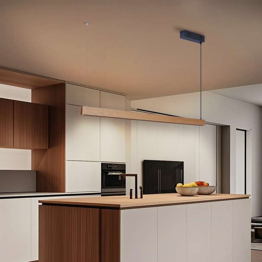 Immax NEO 07303L - Suspension LED à intensité réglable sur câble MADEIRA LED/26W/230V compatible Wi-Fi Tuya 122 cm chêne + télécommande