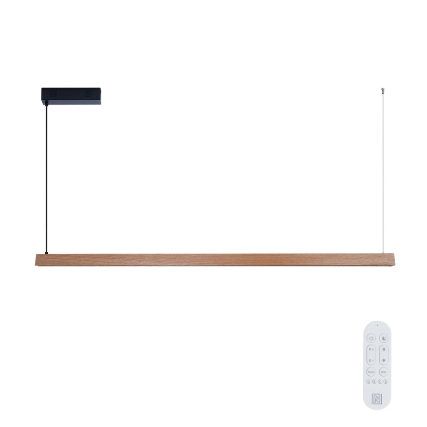 Immax NEO 07304L - dimbare LED-hanglamp met kabel MADEIRA LED/33W/230V Wi-Fi Tuya 152 cm eik + afstandsbediening