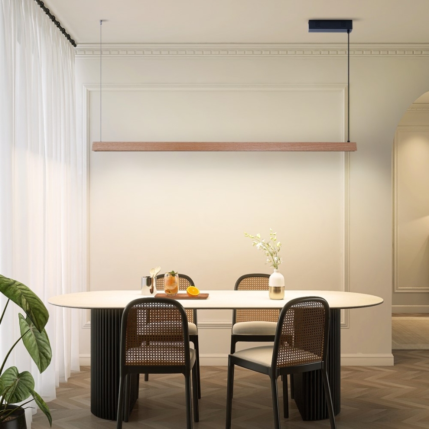 Immax NEO 07304L - Suspension LED dimmable sur câble MADEIRA LED/33W/230V Wi-Fi Tuya 152 cm chêne + télécommande