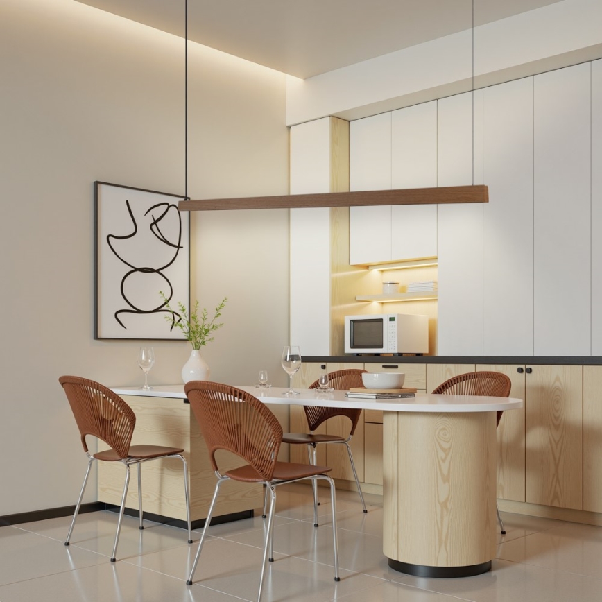 Immax NEO 07304L - Suspension LED dimmable sur câble MADEIRA LED/33W/230V Wi-Fi Tuya 152 cm chêne + télécommande