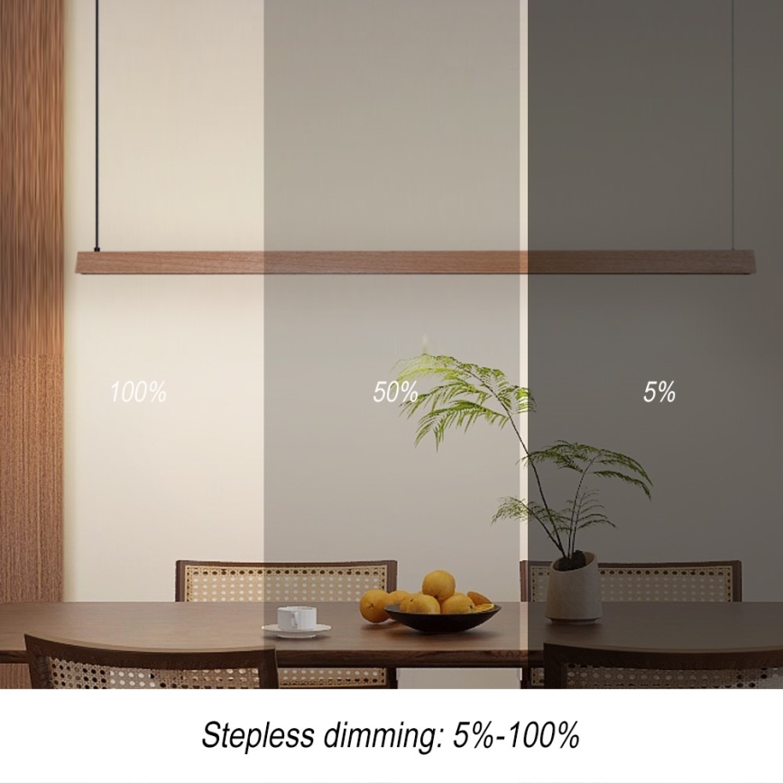 Immax NEO 07305L - LED dimbare pendellamp aan kabel MADEIRA LED/44W/230V Wi-Fi Tuya 202 cm eiken + afstandsbediening