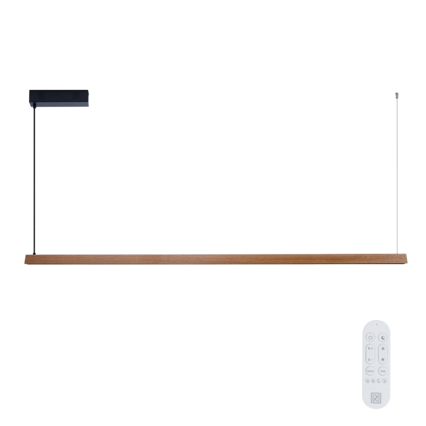 Immax NEO 07305L - LED dimbare pendellamp aan kabel MADEIRA LED/44W/230V Wi-Fi Tuya 202 cm eiken + afstandsbediening