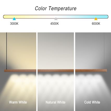 Immax NEO 07305L - Suspension LED dimmable sur câble MADEIRA LED/44W/230V Wi-Fi Tuya 202 cm chêne + télécommande