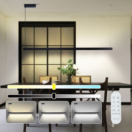 Immax NEO 07308L - LED dimbare hanglamp aan kabel MADEIRA LED/44W/230V Wi-Fi Tuya 202 cm zwart + afstandsbediening