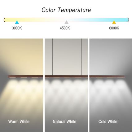 Immax NEO 07309L - MADEIRA dimbare LED-pendellamp aan kabel met sensor, LED/37W/230V, 157 cm, walnoot