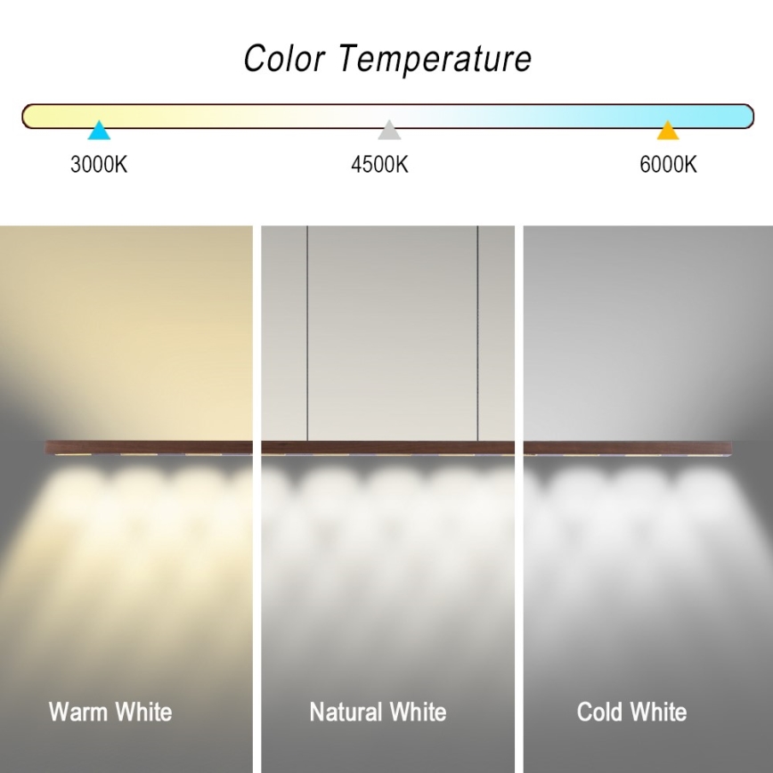 Immax NEO 07309L - Suspension LED dimmable sur câble avec capteur MADEIRA LED/37W/230V 157 cm finition noyer