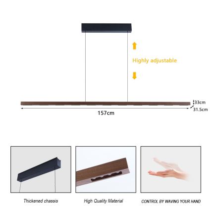 Immax NEO 07309L - Suspension LED dimmable sur câble avec capteur MADEIRA LED/37W/230V 157 cm finition noyer