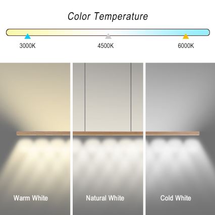 Immax NEO 07310L - Dimbare LED-hanglamp aan kabel met sensor MADEIRA LED/37W/230V 157 cm essenhout