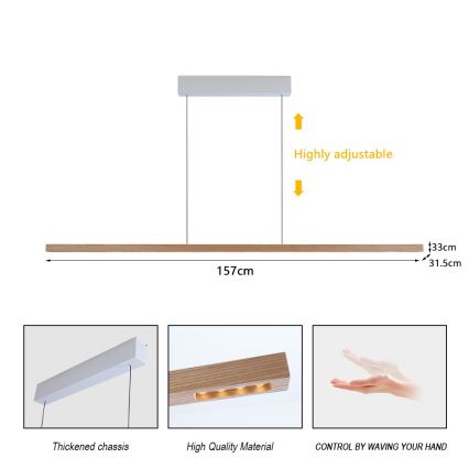 Immax NEO 07310L - Dimbare LED-hanglamp aan kabel met sensor MADEIRA LED/37W/230V 157 cm essenhout