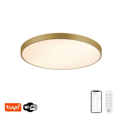 Immax NEO 07311L - Plafonnier LED dimmable SEMPLICI LED/96W/230V Ø 80 cm Wi-Fi Tuya doré + télécommande