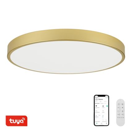 Immax NEO 07312L - Plafonnier LED dimmable SEMPLICI LED/128W/230V Ø 100 cm Wi‑Fi Tuya doré + télécommande