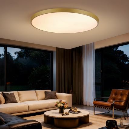 Immax NEO 07312L - Plafonnier LED dimmable SEMPLICI LED/128W/230V Ø 100 cm Wi‑Fi Tuya doré + télécommande