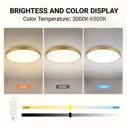 Immax NEO 07312L - Plafonnier LED dimmable SEMPLICI LED/128W/230V Ø 100 cm Wi‑Fi Tuya doré + télécommande