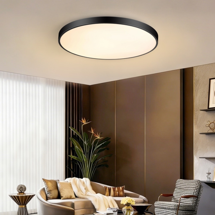 Immax NEO 07313L - Plafonnier LED dimmable SEMPLICI LED/96W/230V Ø 80 cm Wi-Fi Tuya noir + télécommande