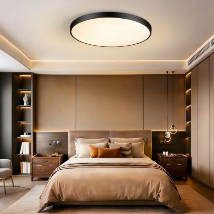 Immax NEO 07313L - Plafonnier LED dimmable SEMPLICI LED/96W/230V Ø 80 cm Wi-Fi Tuya noir + télécommande