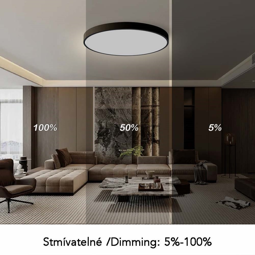 Immax NEO 07314L - Plafonnier LED dimmable SEMPLICI LED/128W/230V Ø 100 cm Wi-Fi Tuya noir + télécommande