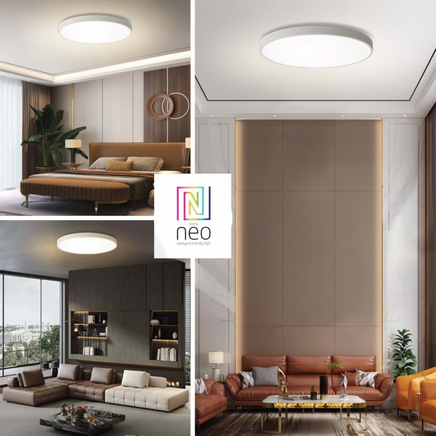 Immax NEO 07315L - Plafonnier LED dimmable SEMPLICI LED/96W/230V Ø 80 cm Wi‑Fi Tuya blanc + télécommande