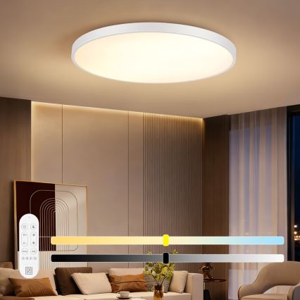 Immax NEO 07316L - Plafonnier LED dimmable SEMPLICI LED/128W/230V diam. 100 cm Wi-Fi Tuya blanc + télécommande