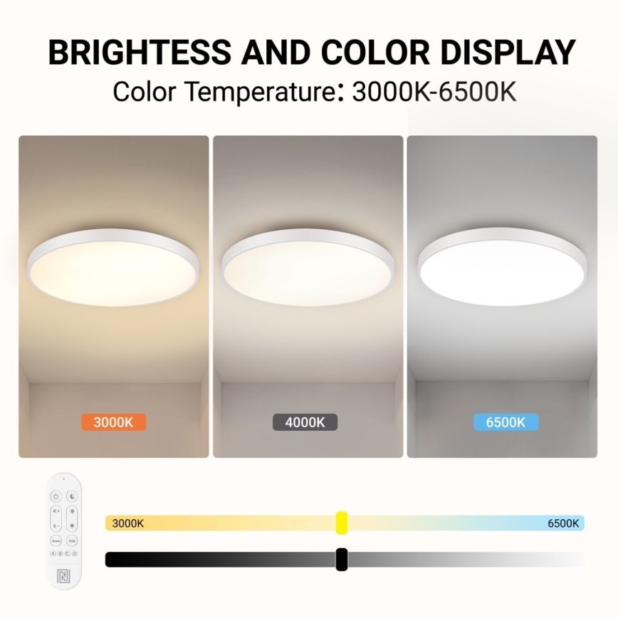 Immax NEO 07316L - Plafonnier LED dimmable SEMPLICI LED/128W/230V diam. 100 cm Wi-Fi Tuya blanc + télécommande
