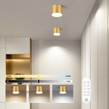 Immax NEO 07317L - LED-dimbare plafondlamp RONDATE LED/18W/230V Ø 11,5 cm Wi-Fi Tuya goudkleurig