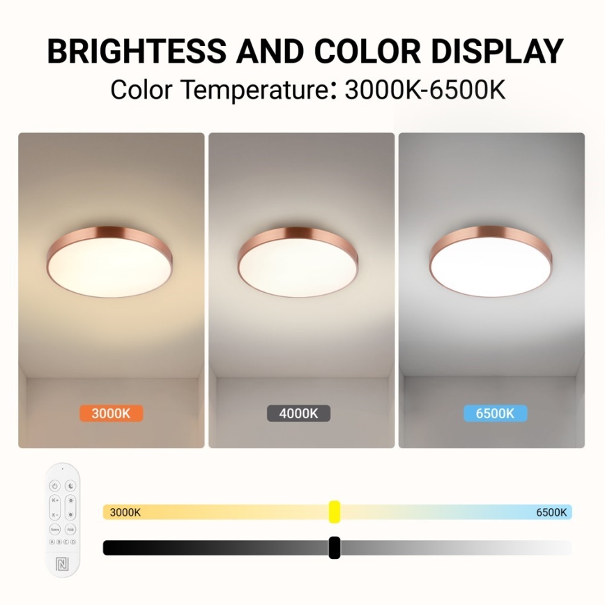 Immax NEO 07321L - Plafonnier LED dimmable NEO LITE SEMPLICI LED/36W/230V Ø 40 cm cuivré + télécommande