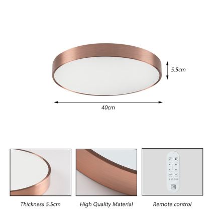 Immax NEO 07321L - Plafonnier LED dimmable NEO LITE SEMPLICI LED/36W/230V Ø 40 cm cuivré + télécommande
