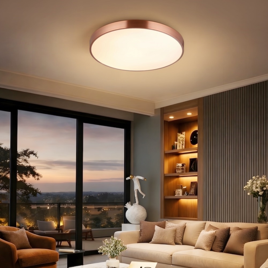 Immax NEO 07322L - Plafonnier LED dimmable NEO LITE SEMPLICI LED/60W/230V Ø 60 cm compatible Tuya, finition or rose, avec télécommande