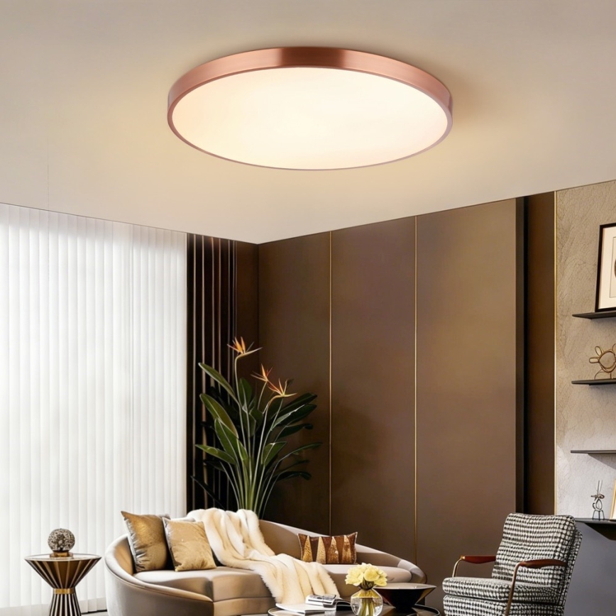 Immax NEO 07323L - Plafonnier LED dimmable SEMPLICI LED/96W/230V Ø 80 cm Wi‑Fi Tuya or rose + télécommande