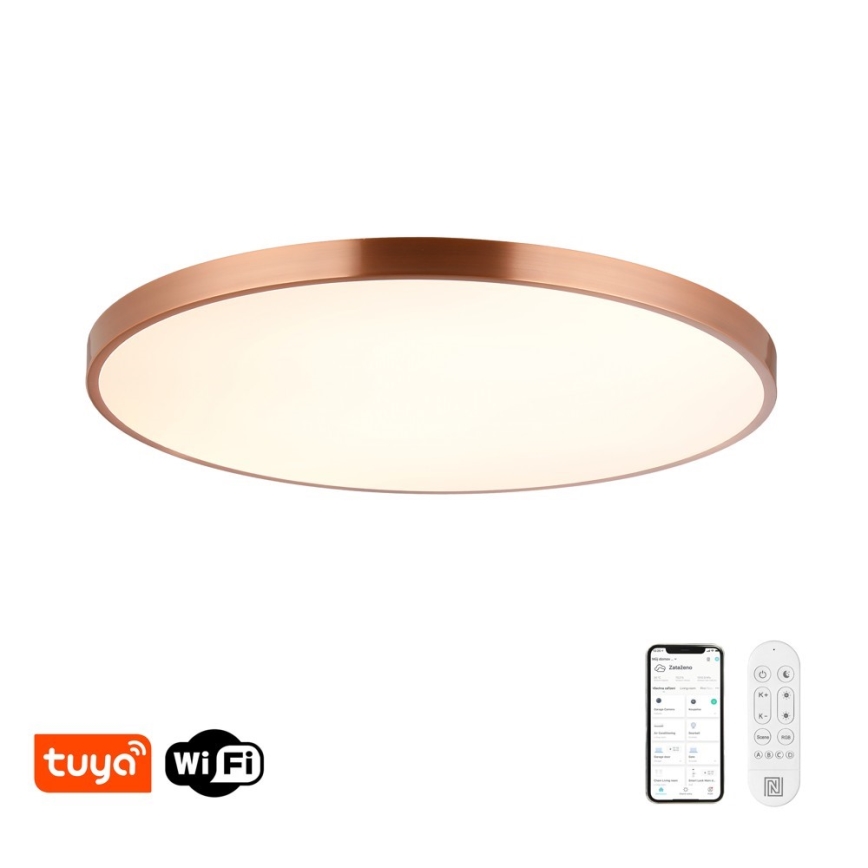 Immax NEO 07324L - Plafonnier LED dimmable SEMPLICI / 128 W / 230 V Ø 100 cm Wi‑Fi (Tuya), finition dorée + télécommande