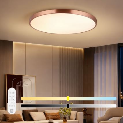 Immax NEO 07324L - Plafonnier LED dimmable SEMPLICI / 128 W / 230 V Ø 100 cm Wi‑Fi (Tuya), finition dorée + télécommande