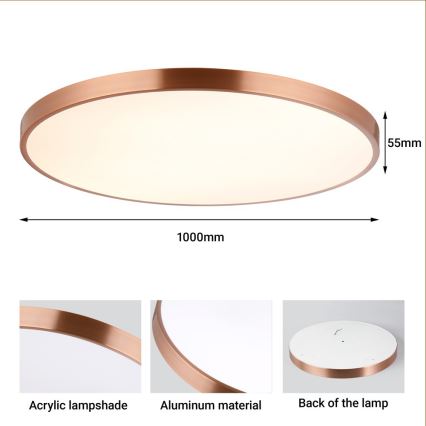 Immax NEO 07324L - Plafonnier LED dimmable SEMPLICI / 128 W / 230 V Ø 100 cm Wi‑Fi (Tuya), finition dorée + télécommande