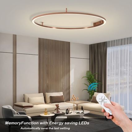 Immax NEO 07325-120C - Plafonnier LED dimmable FINO LED/72W/230V 120 cm Tuya or rose + télécommande