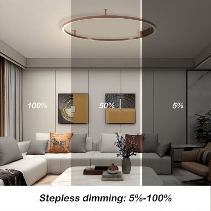 Immax NEO 07326-80C - Plafonnier LED dimmable FINO LED/55W/230V 80 cm Tuya or rose + télécommande