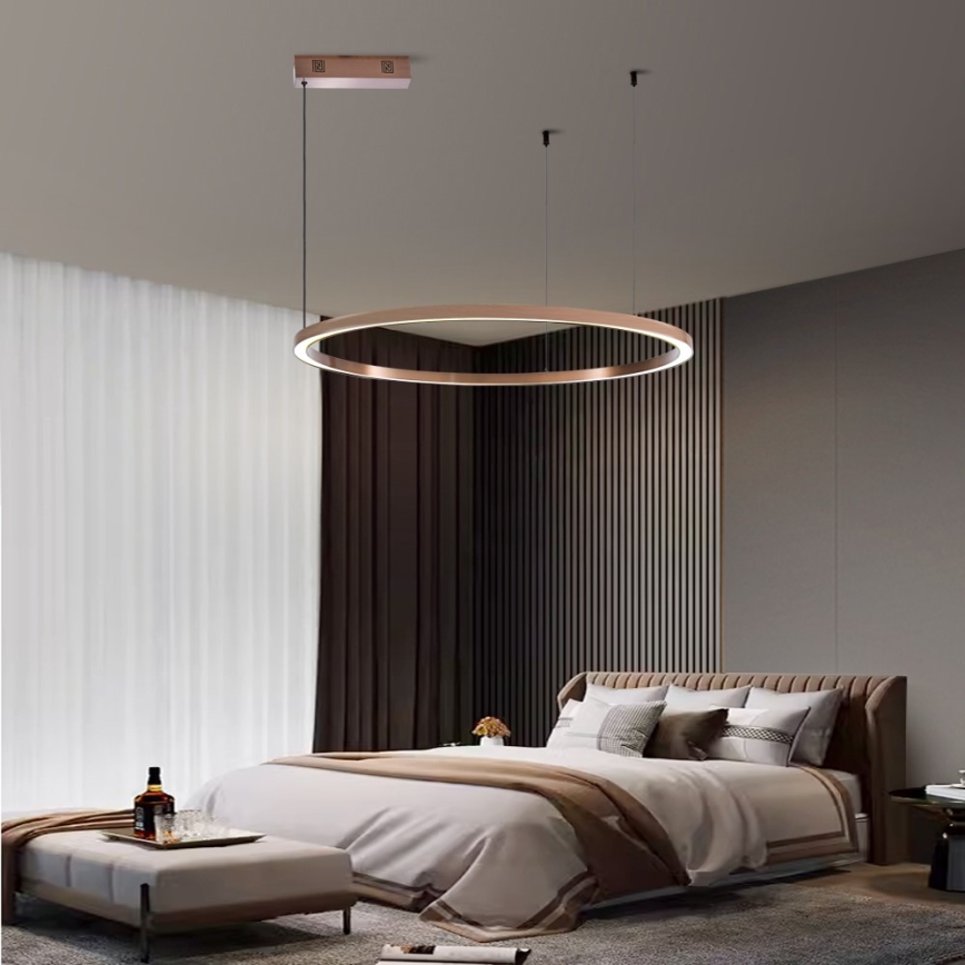 Immax NEO 07327L - Suspension LED dimmable sur câble FINO LED/55W/230V 80 cm Tuya or rose + télécommande