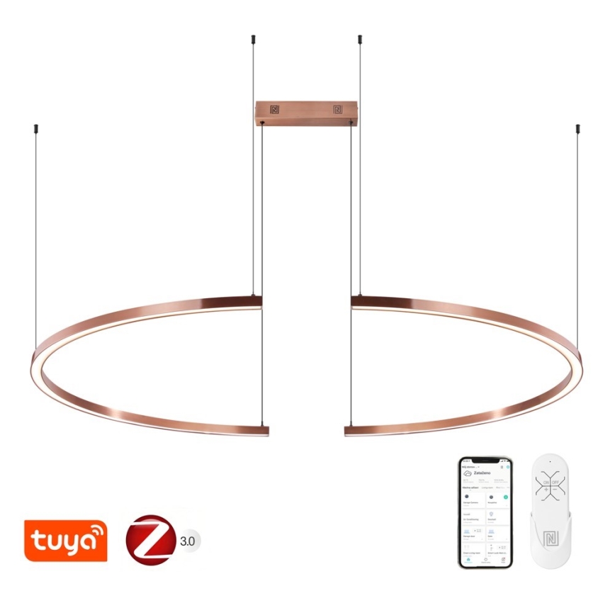 Immax NEO 07328L - Suspension LED dimmable sur câble FINO LED/72W/230V 120 cm or rose Tuya + télécommande