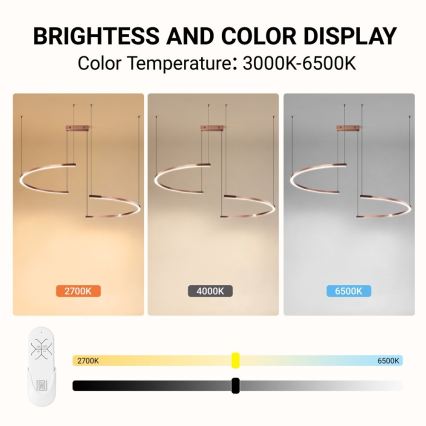 Immax NEO 07328L - Suspension LED dimmable sur câble FINO LED/72W/230V 120 cm or rose Tuya + télécommande